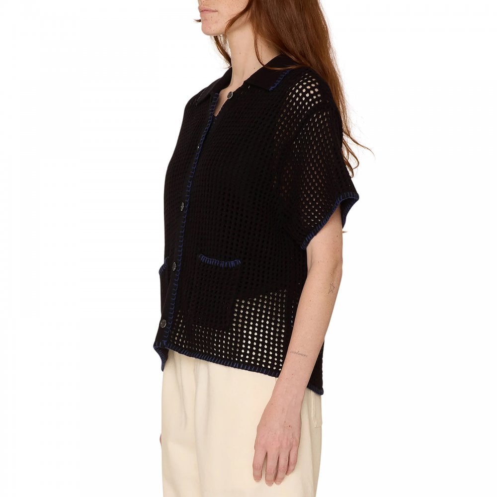 Women's Pilar Crochet S/S Cardigan - Black
