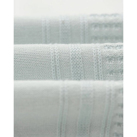 Turin Knitted Pocket Polo - Pale Blue / Ecru (Retro Stripe)