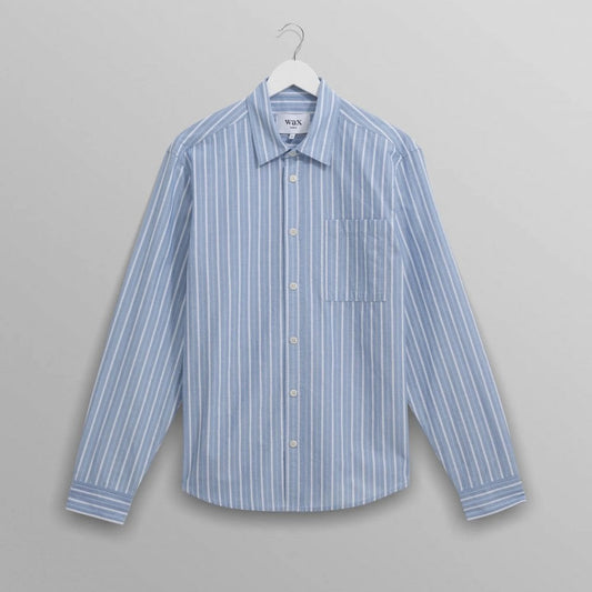 Rove LS Shirt, Cotton Poplin - Blue Stripe