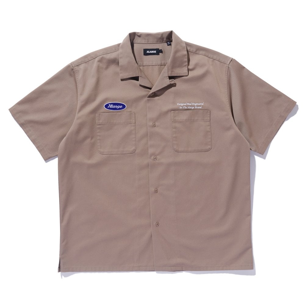 Embroidered S/S Work Shirt - Beige