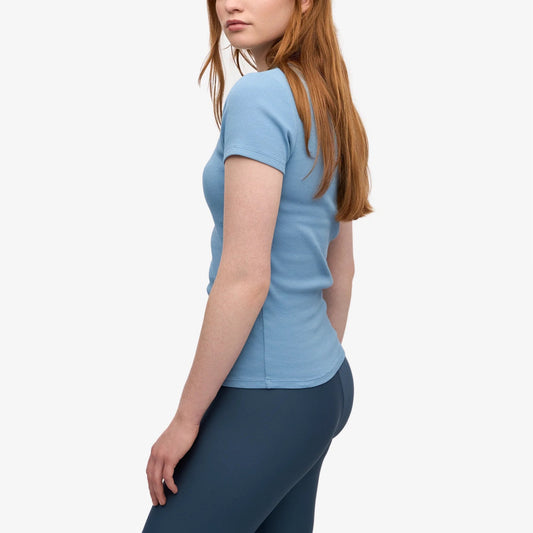 Women's Organic Rib S/S Tee - Seaside Blue
