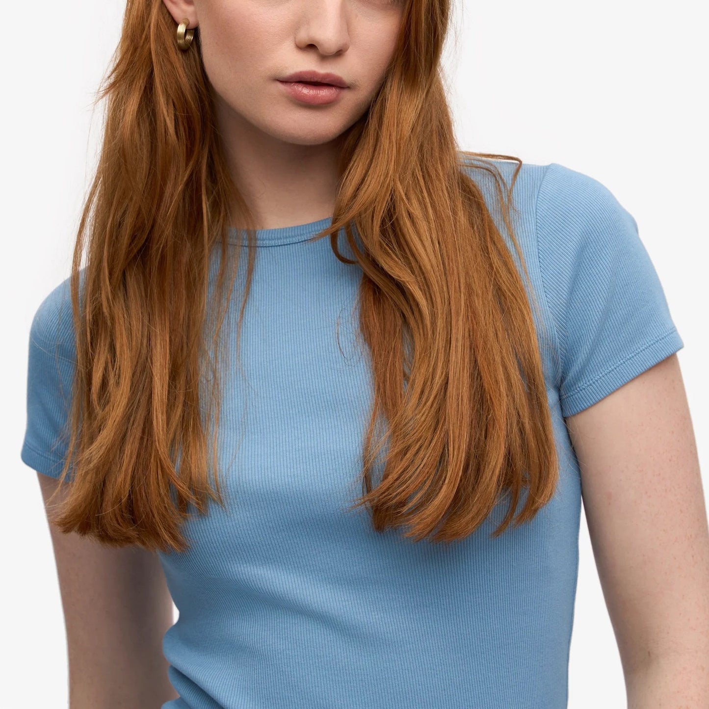 Women's Organic Rib S/S Tee - Seaside Blue