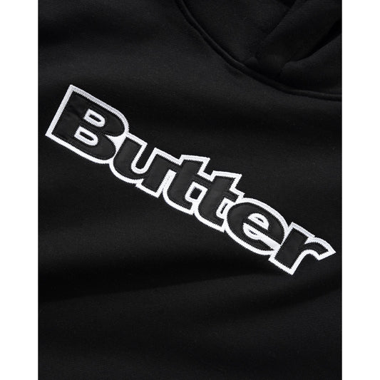 Satin Logo Applique Pullover Hood - Black