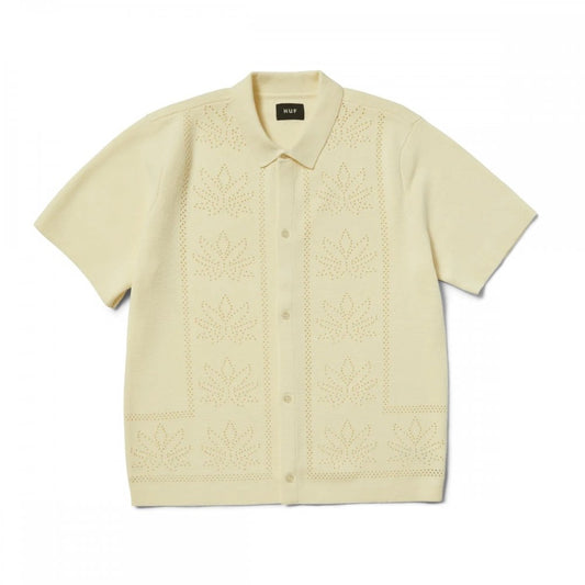 Plantlife Perforated S/S Knit Top - Natural