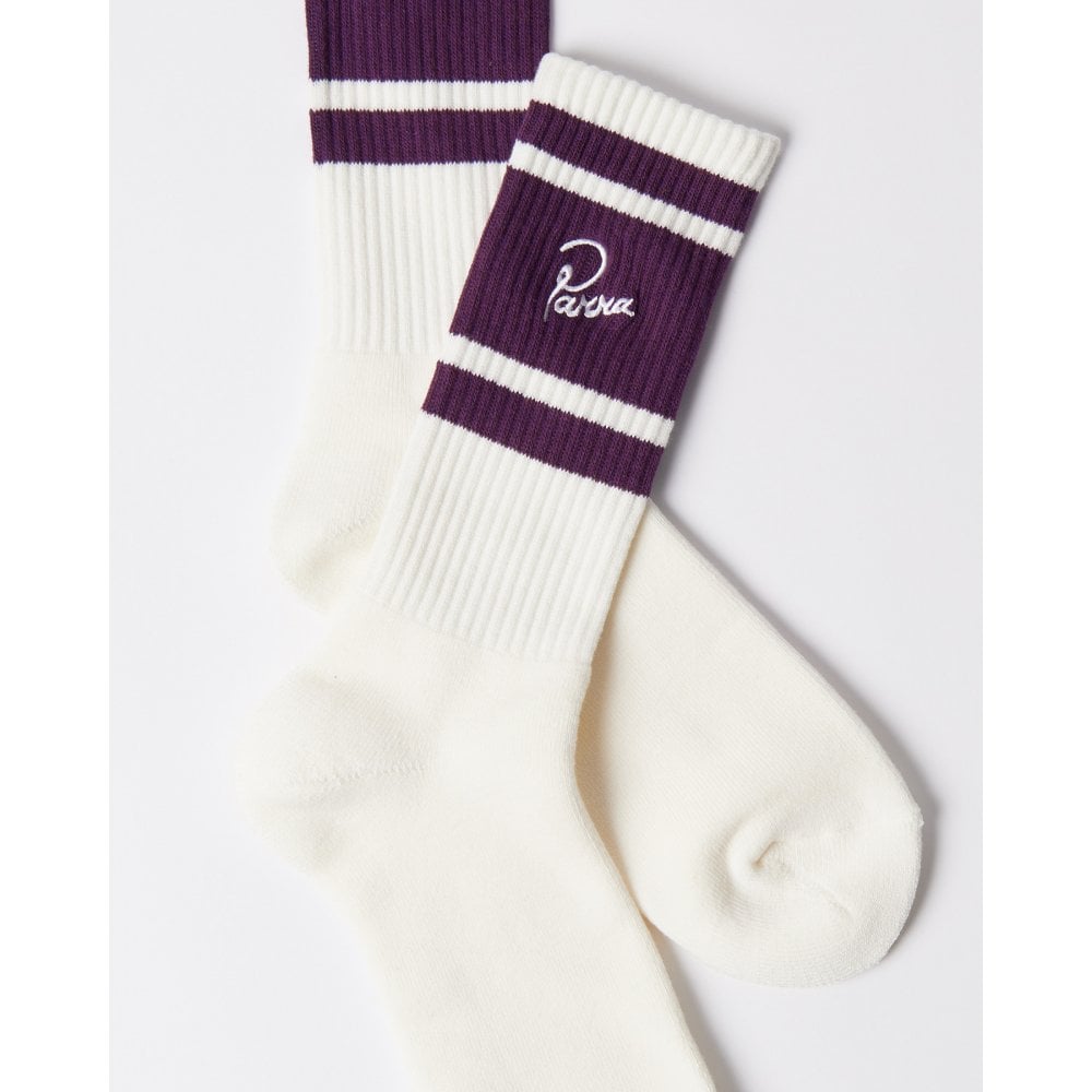 Signature Striped Crew Socks - Off White
