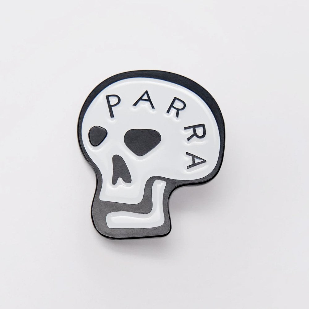 Skulled Enamel Pin - White