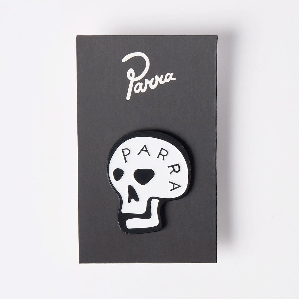 Skulled Enamel Pin - White