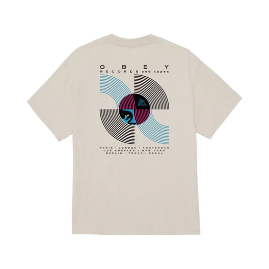 Obey Records & Tapes Tee - Silver Grey