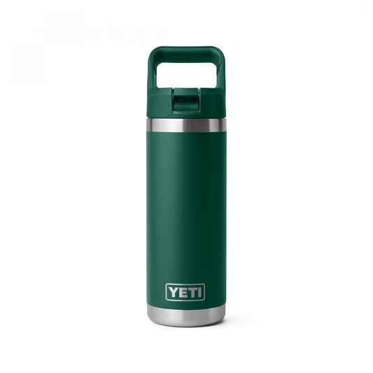 Rambler 18oz Bottle, Straw Cap - Black Forest Green