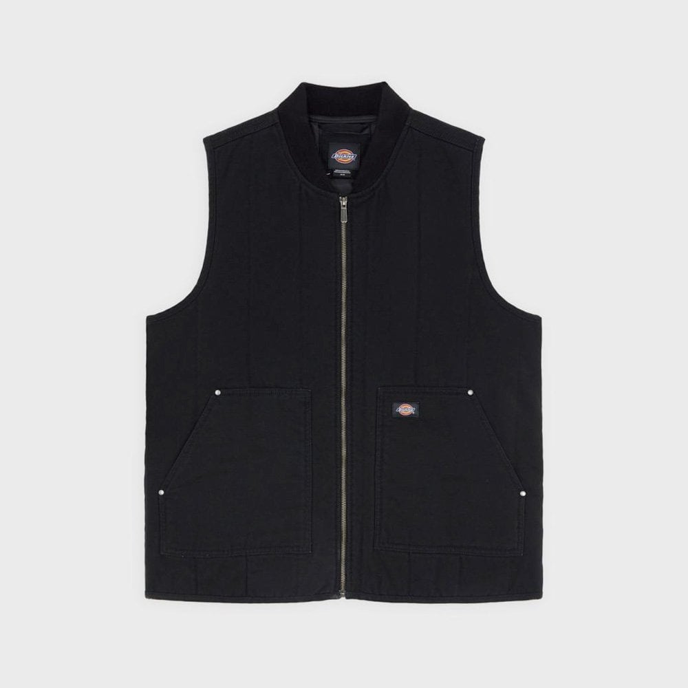 Quilted Canvas Vest, Black