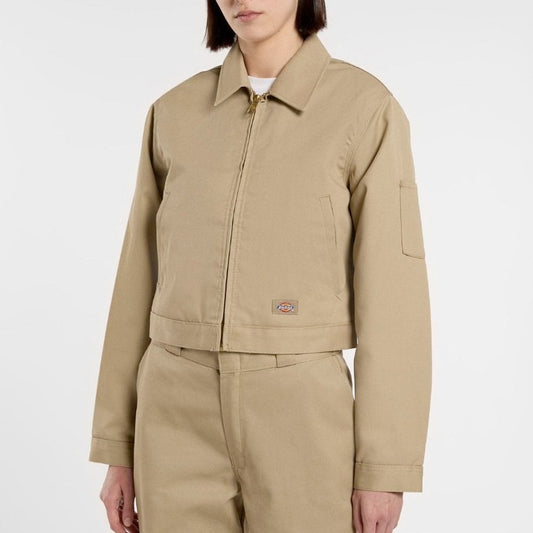 W' Lined Eisenhower Cropped Jacket - Khaki