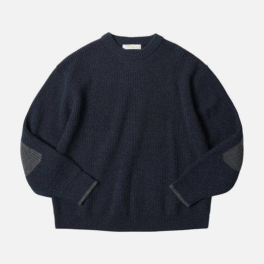 Patch Round Pullover Knit - Navy
