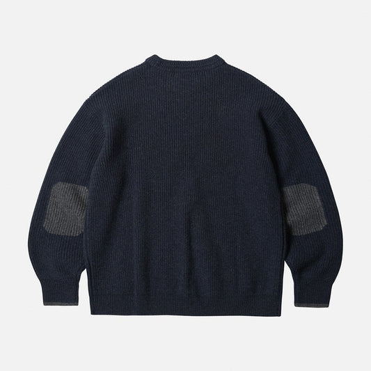 Patch Round Pullover Knit - Navy