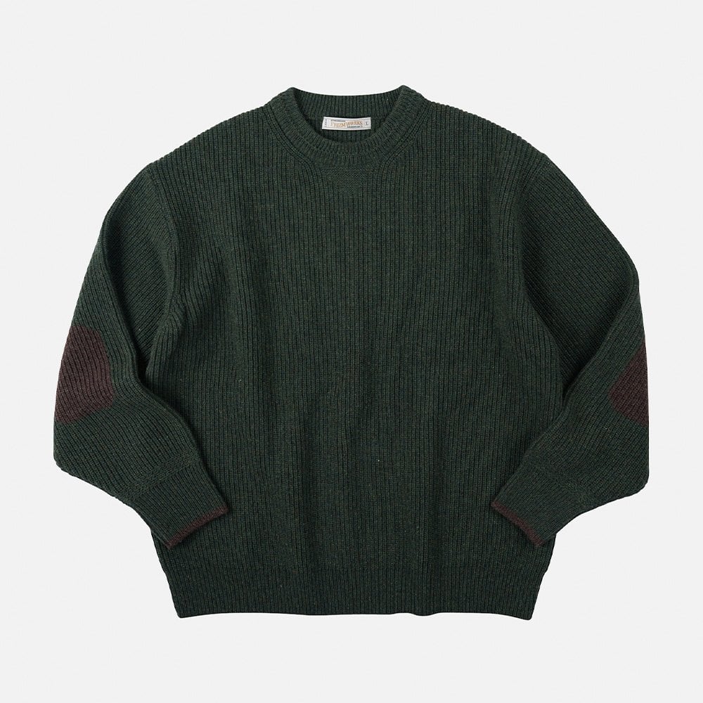 Patch Round Pullover Knit - Forest Green