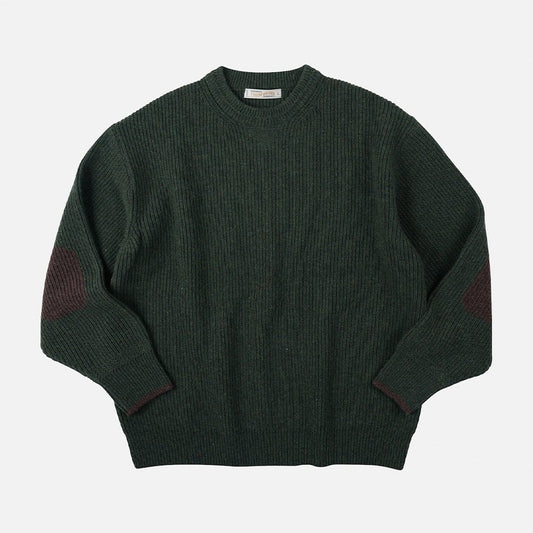 Patch Round Pullover Knit - Forest Green