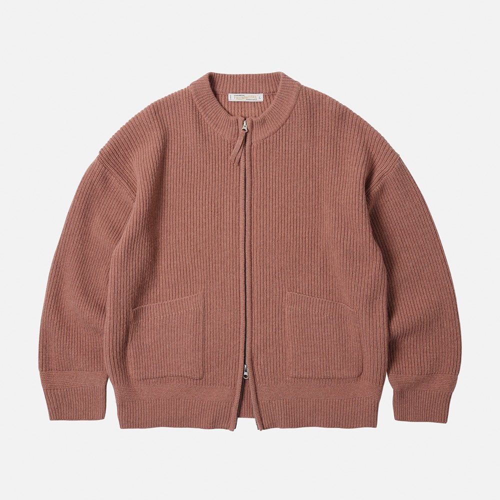 Wool Deck Zipup Cardigan - Indian Pink
