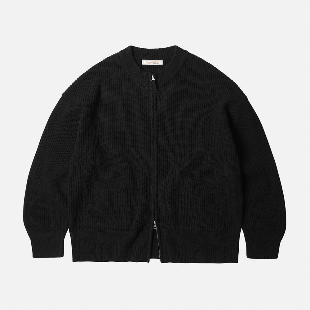 Wool Deck Zipup Cardigan - Black
