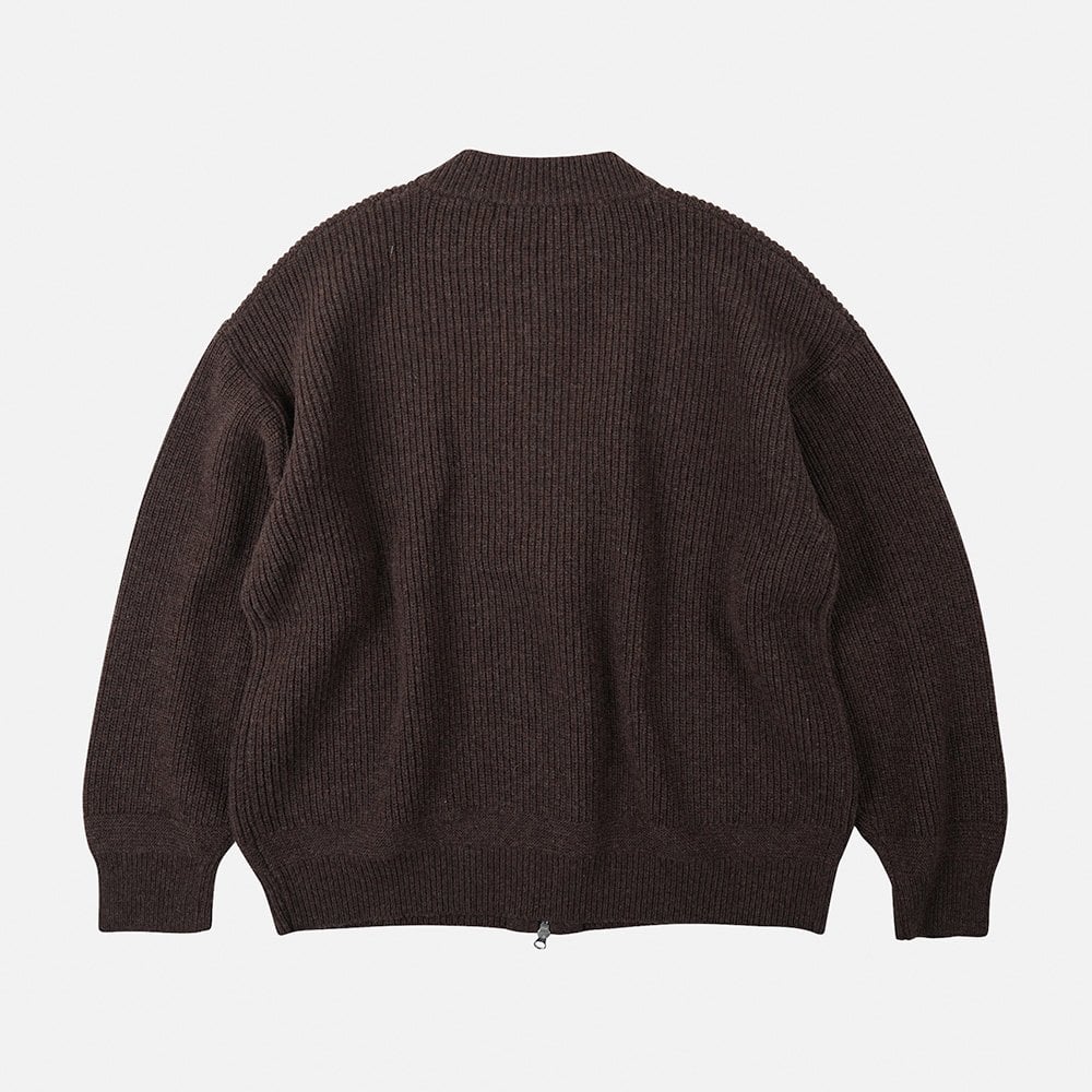 Wool Deck Zipup Cardigan - Chocolate Brown