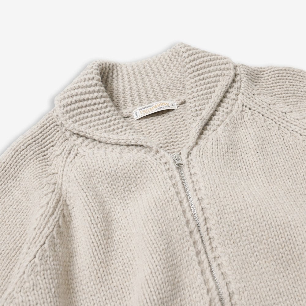 Heavy Cowichan Zipup Cardigan - Oatmeal