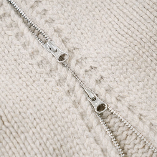 Heavy Cowichan Zipup Cardigan - Oatmeal