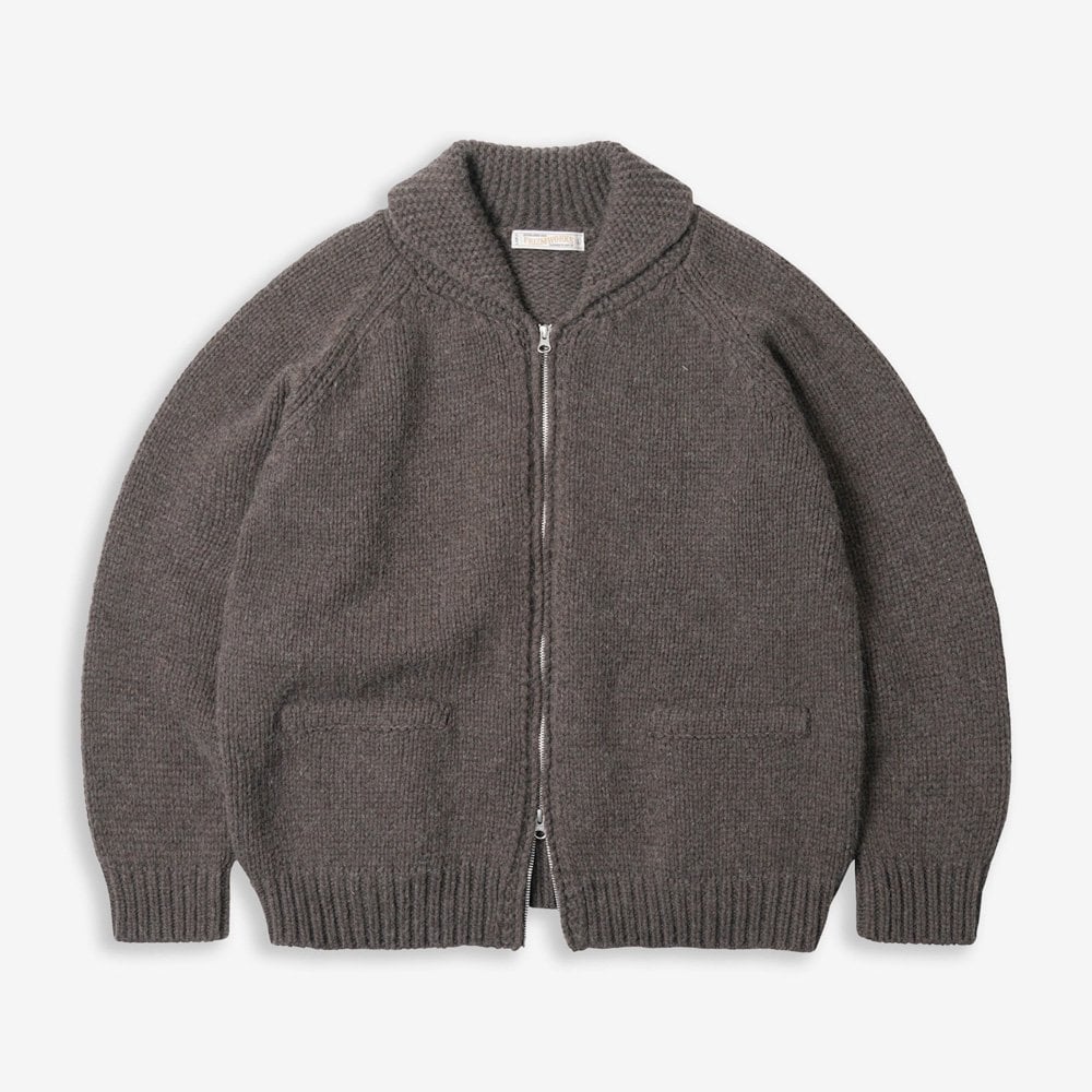 Heavy Cowichan Zipup Cardigan - Sephia