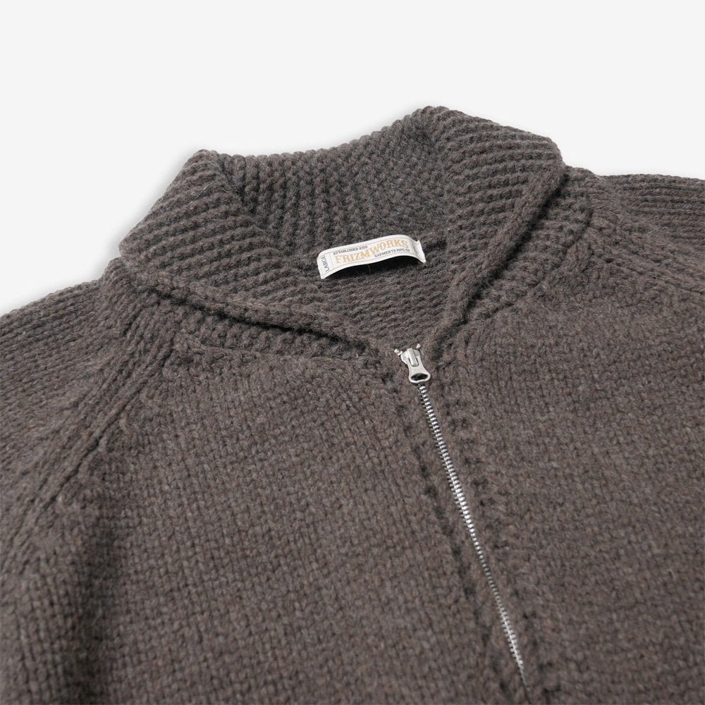 Heavy Cowichan Zipup Cardigan - Sephia