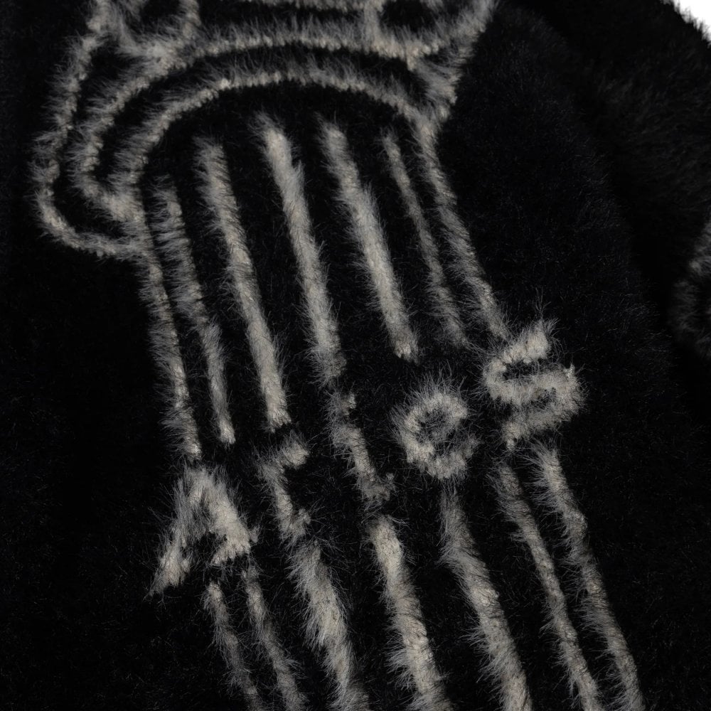 Oversized Chenille Column Knit Cardigan - Black