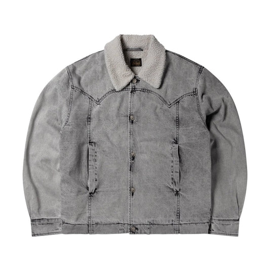 Sherpa Denim Car Coat - Grey