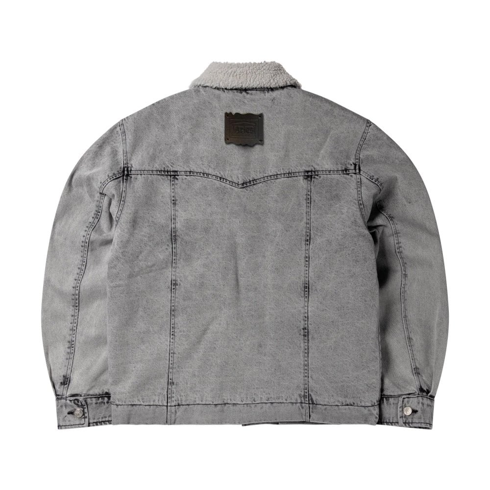 Sherpa Denim Car Coat - Grey