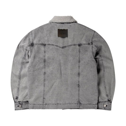 Sherpa Denim Car Coat - Grey