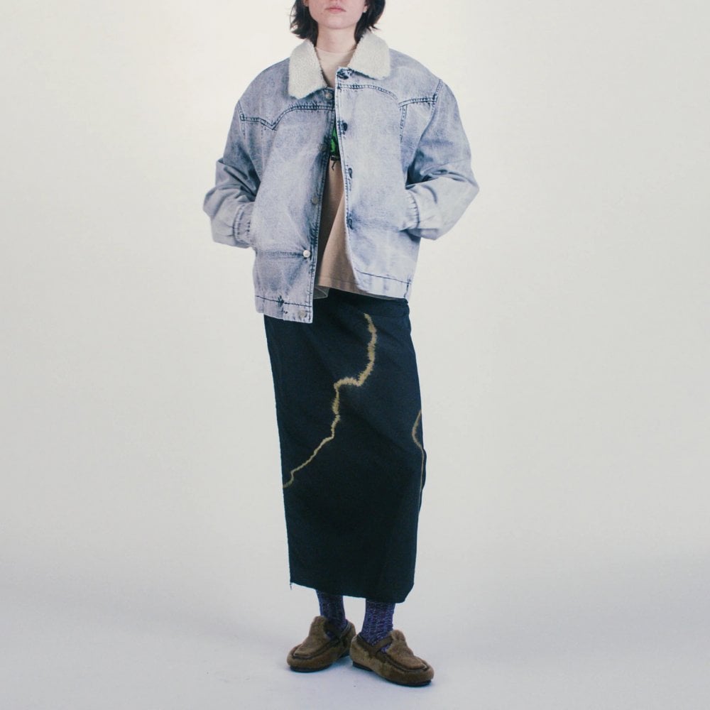 Sherpa Denim Car Coat - Grey