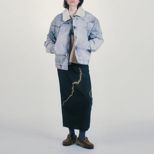 Sherpa Denim Car Coat - Grey