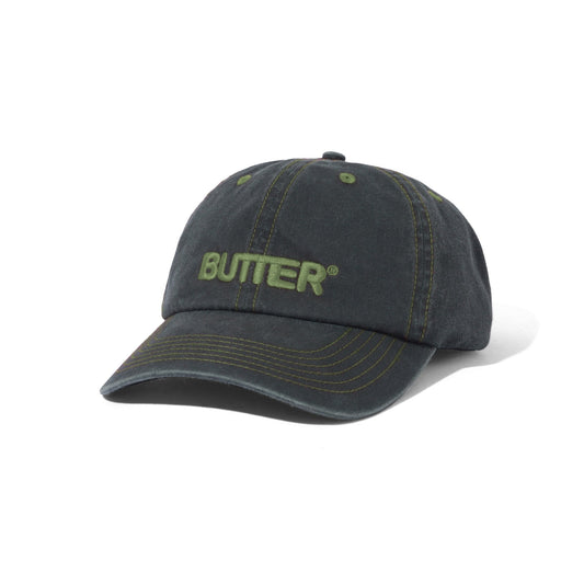 Rounded Logo 6 Panel Cap - Washed Black