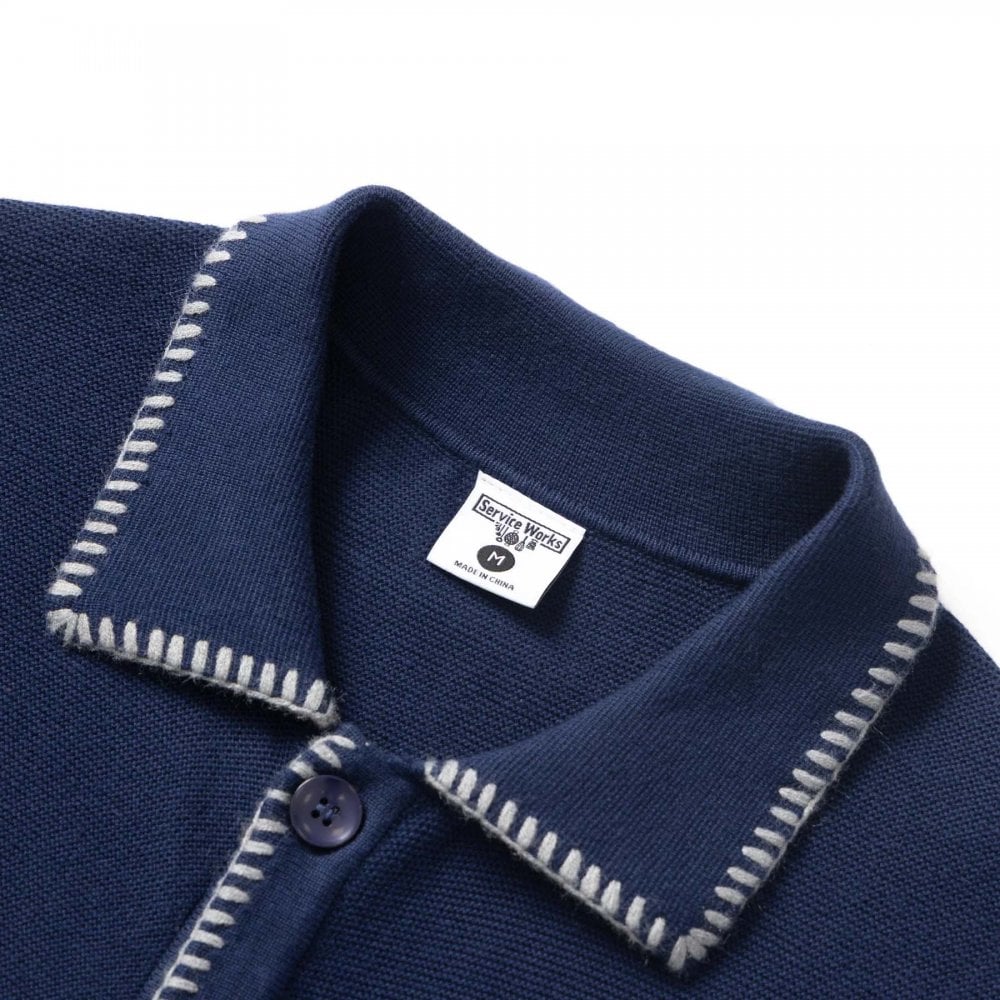 Blanket Stitch Cardigan - Navy