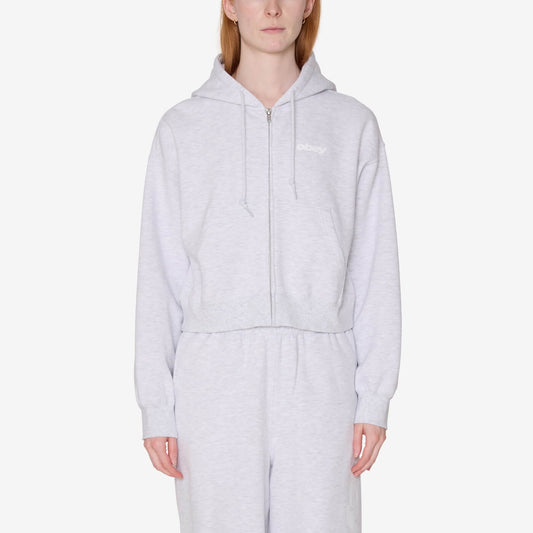 Women's League Cropped Zip Hood - Ash Heather Grey