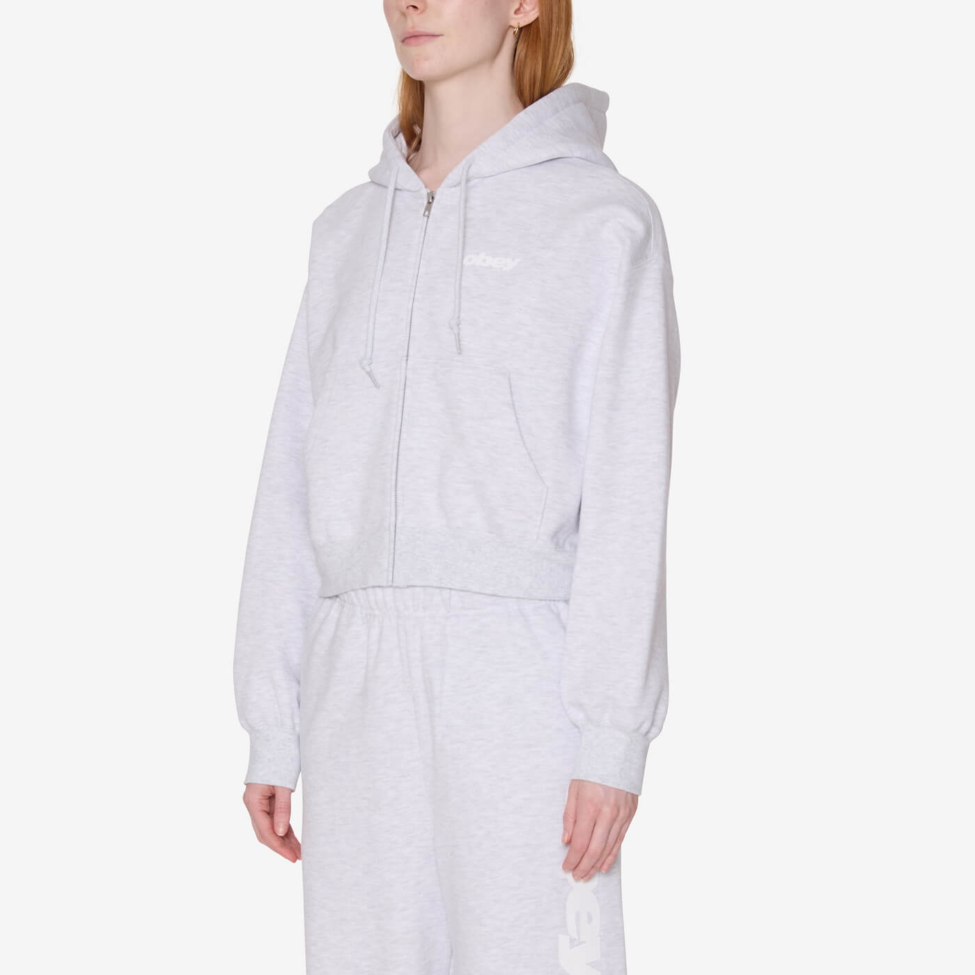 Women's League Cropped Zip Hood - Ash Heather Grey