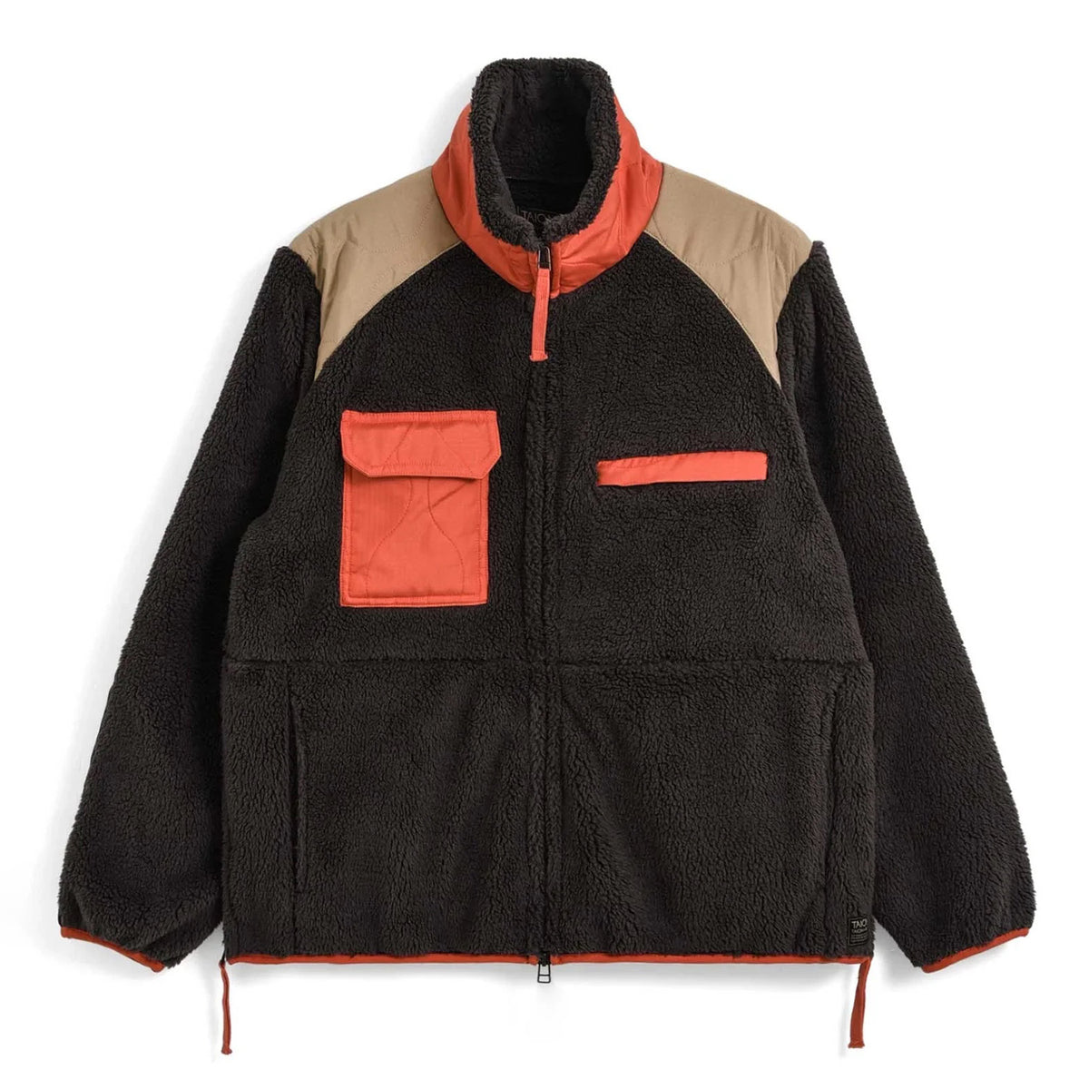 Military Pile Fleece High-Neck Jacket - Dark Chocolate Crazy