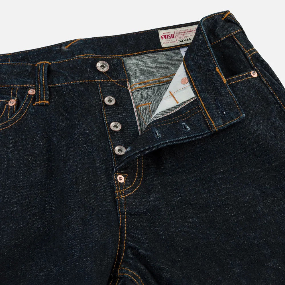Grey & White Seagull Print Pocket Selvedge Jeans - Raw Indigo