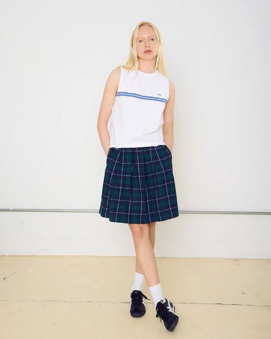 Shelly Plaid Pleated Skirt - Green Multi
