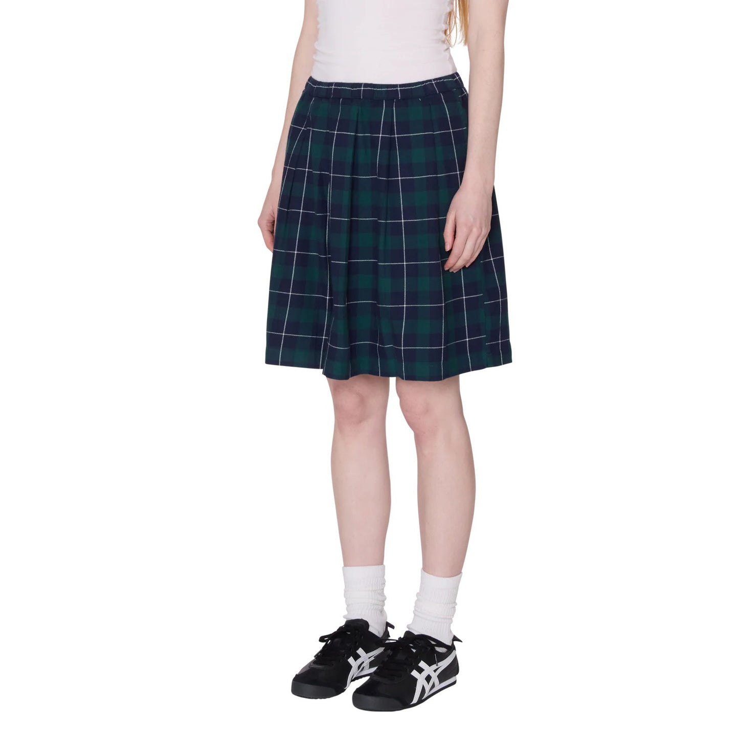Shelly Plaid Pleated Skirt - Green Multi