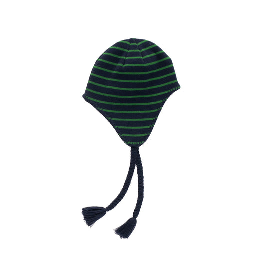 Reversible Earflap Beanie - Navy/Juniper