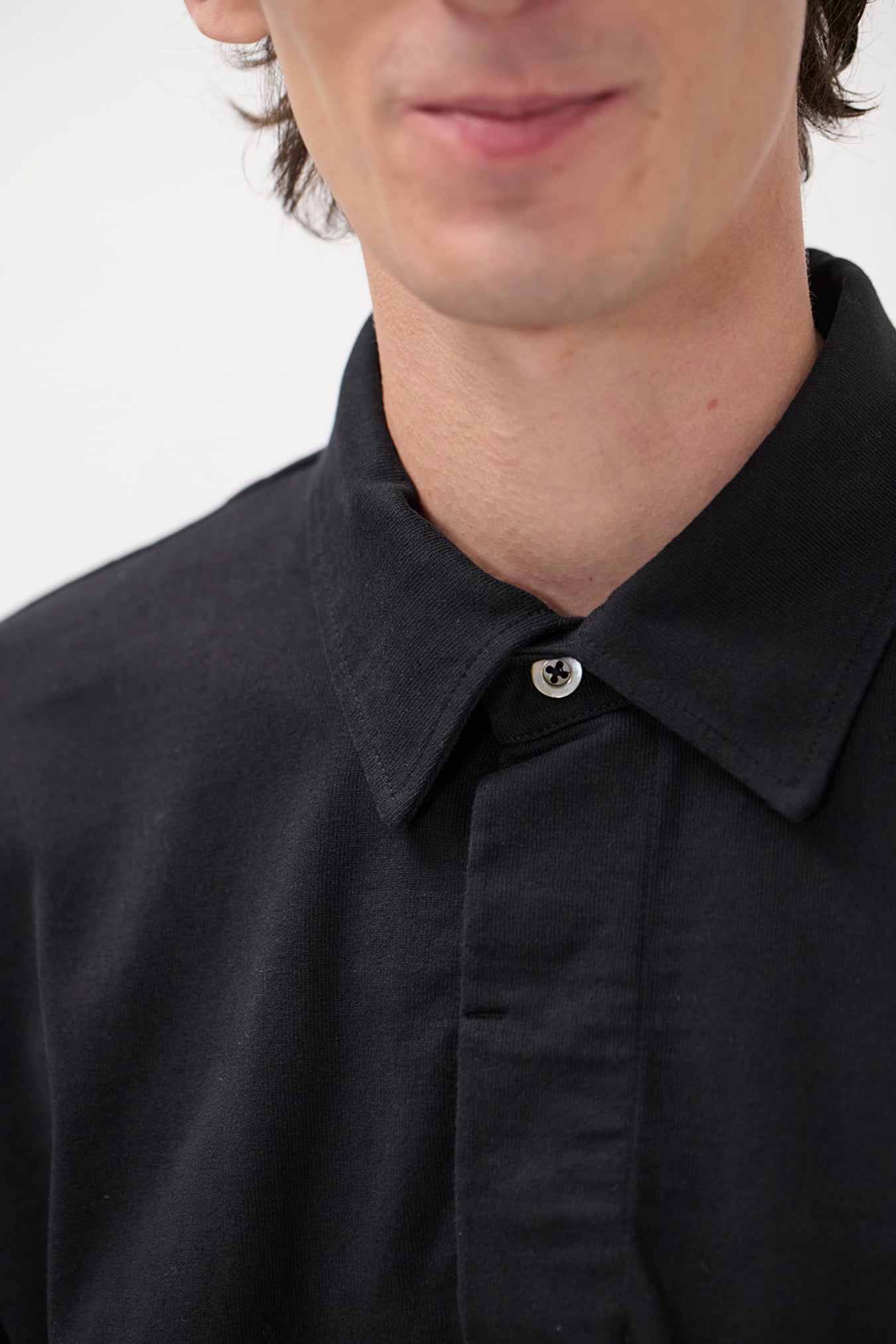 Isefjord Compact Cotton LS Polo - Black