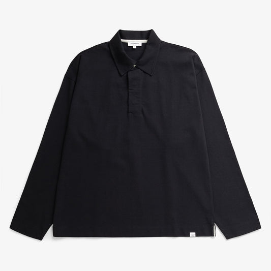 Isefjord Compact Cotton LS Polo - Black
