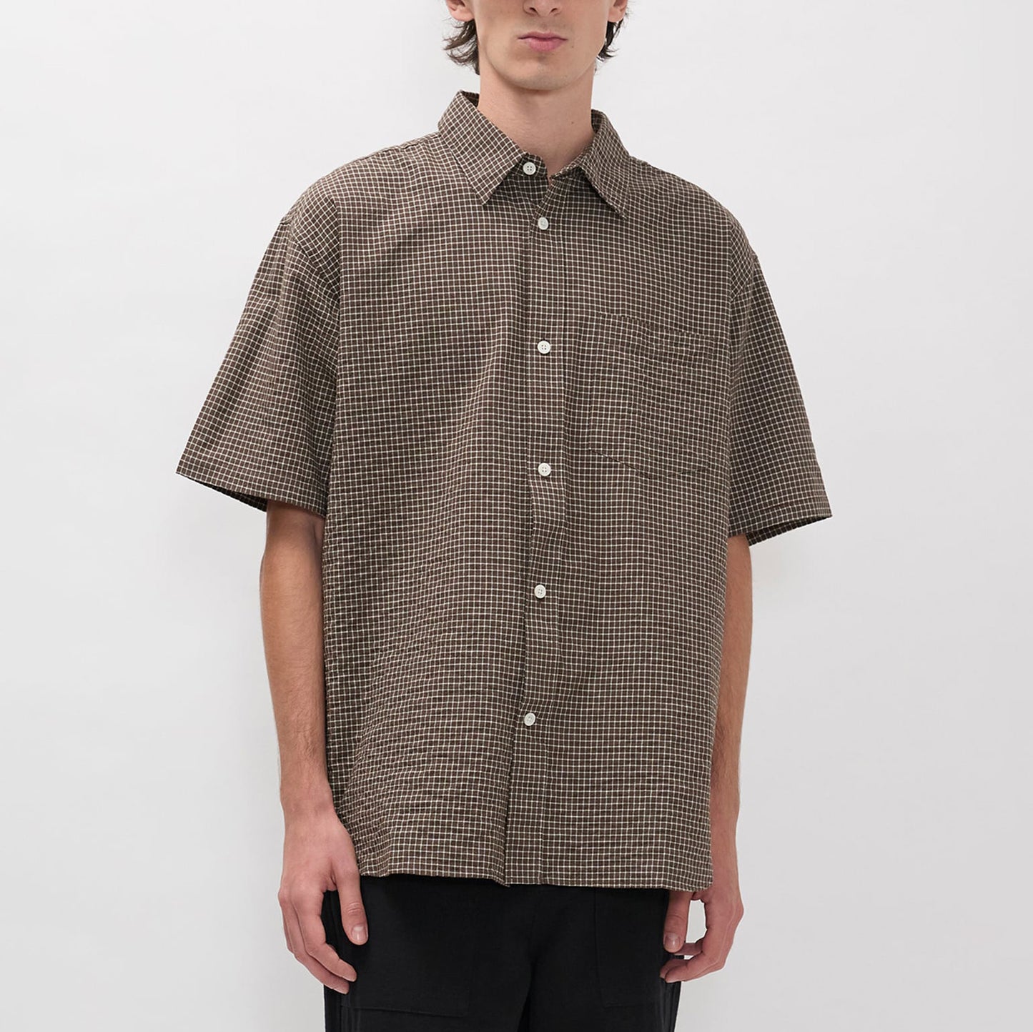 Espevik Oversized Check SS Shirt - Taupe