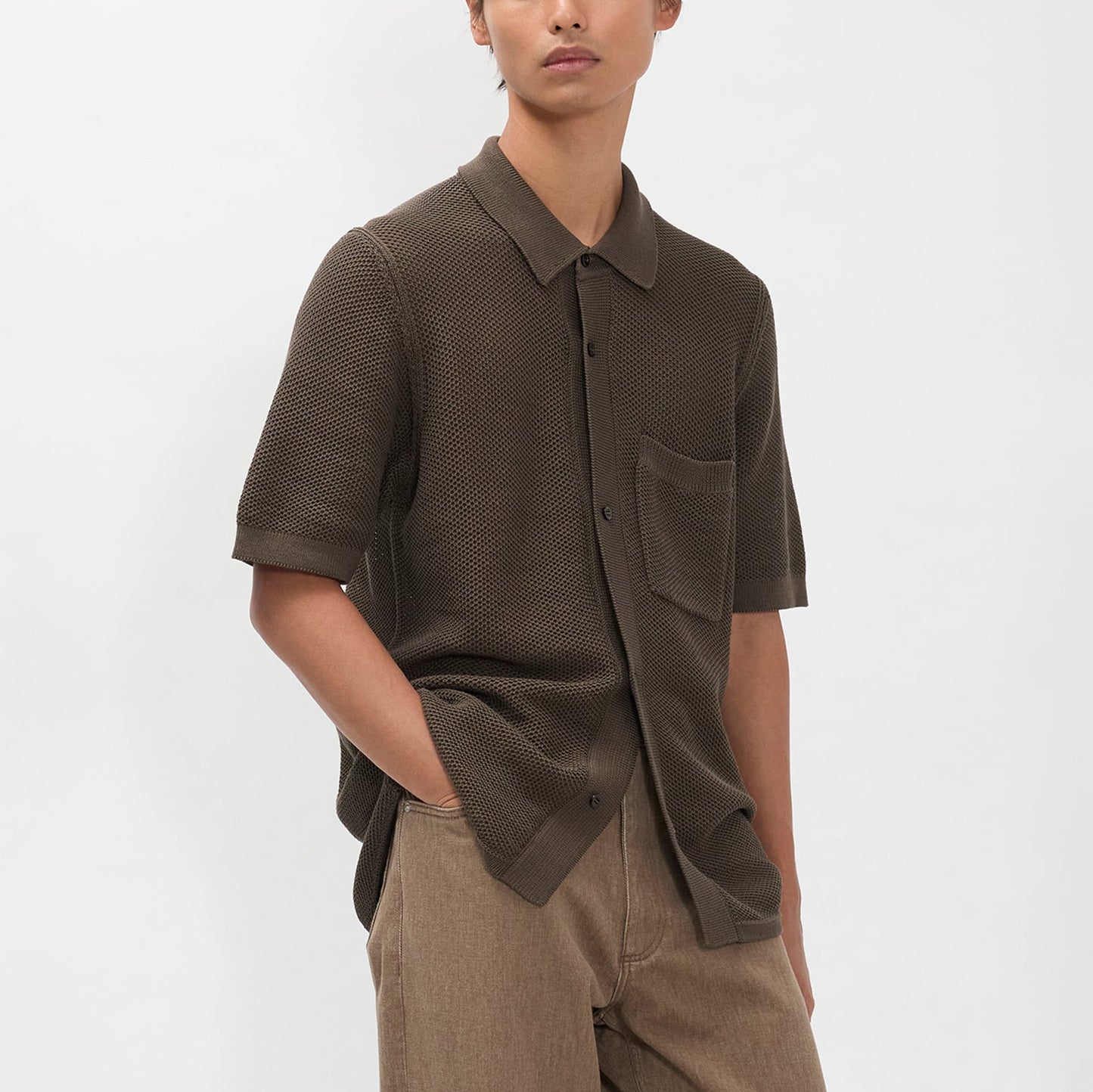 Fredensborg Mercerised Cotton Knitted Shirt - Turkish Coffee