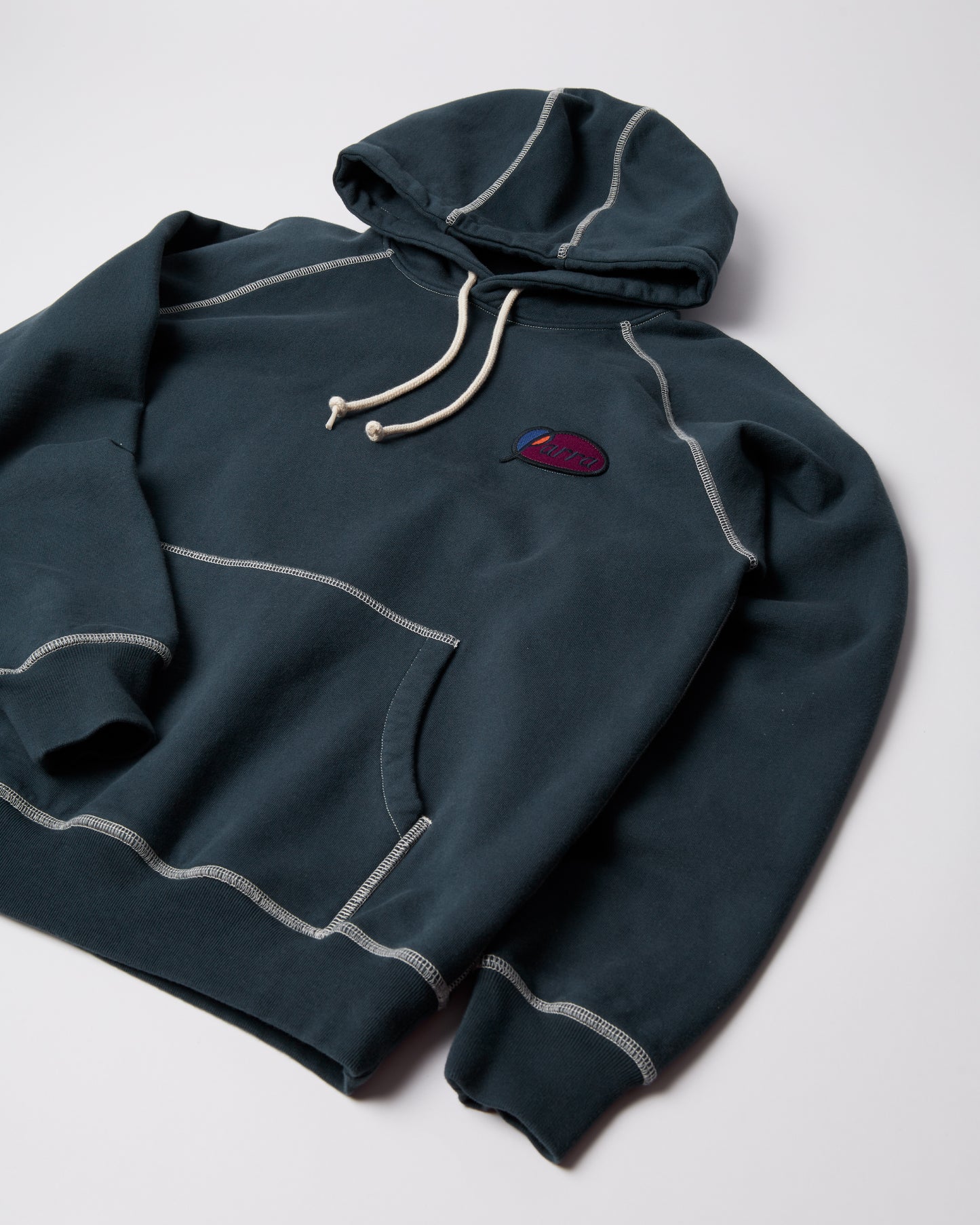 Circled script logo hooded sweatshirt - Dark Blue