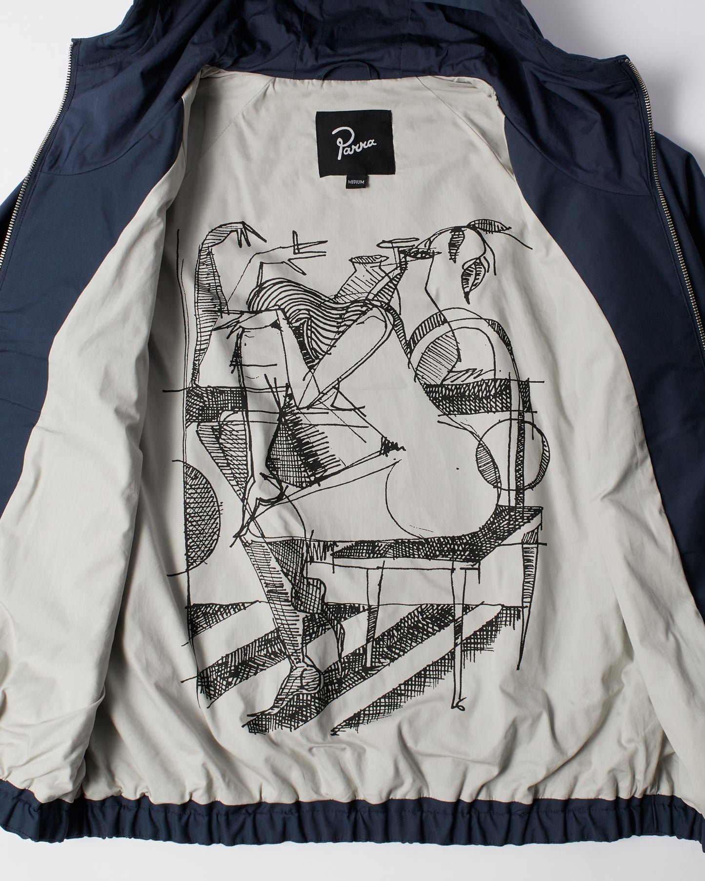 Circular Rain Logo Cotton Shell Jacket - Navy Blue