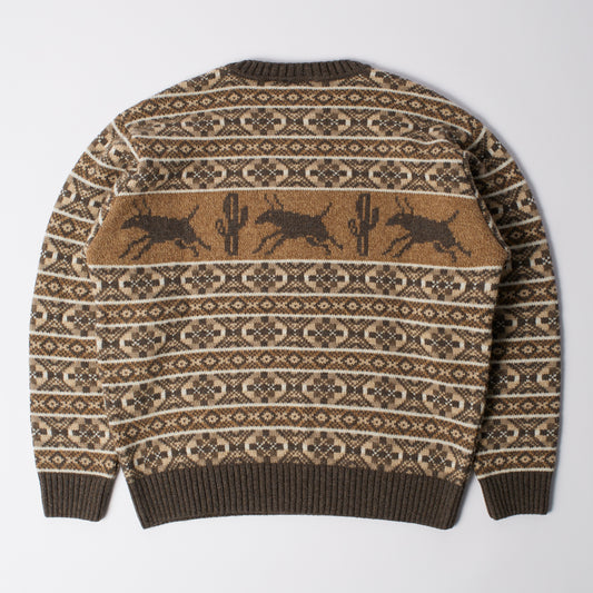 Cactus Bull Knitted Pullover - Brown