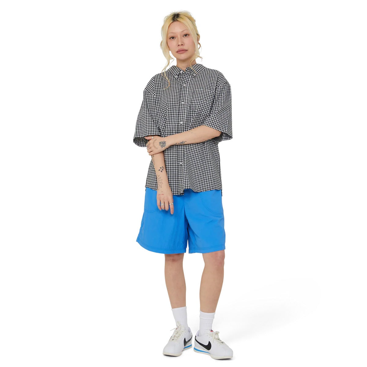 89 Micro Gingham SS Oxford Shirt - Black/White