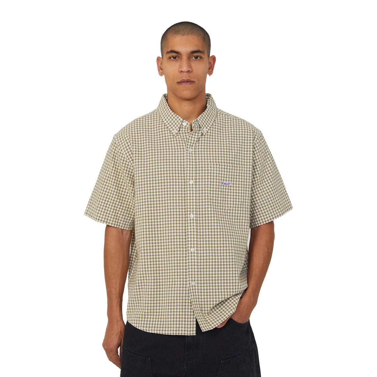 89 Micro Gingham SS Oxford Shirt - Natural
